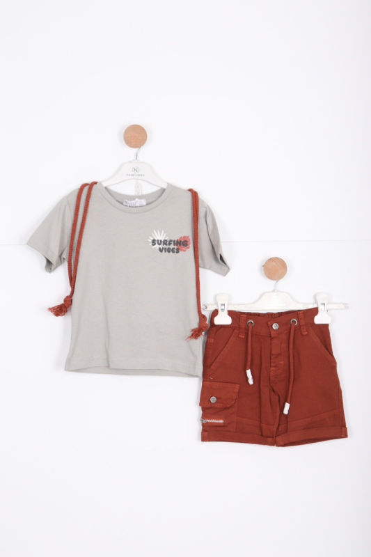 Erkek Çocuk Alt Üst Şort Takım 2-7 Yaş 3143 Haki - NASR GRUB