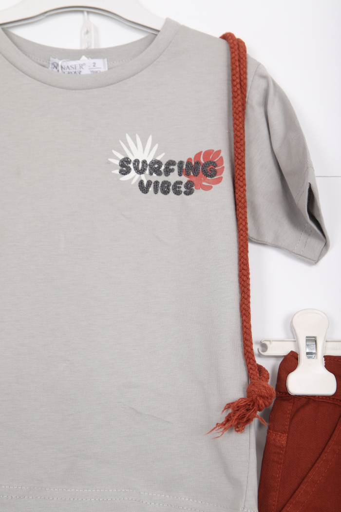 Erkek Çocuk Alt Üst Şort Takım 2-7 Yaş 3143 Haki - 3