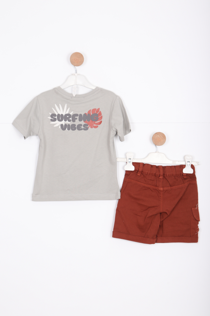 Erkek Çocuk Alt Üst Şort Takım 2-7 Yaş 3143 Haki - 4