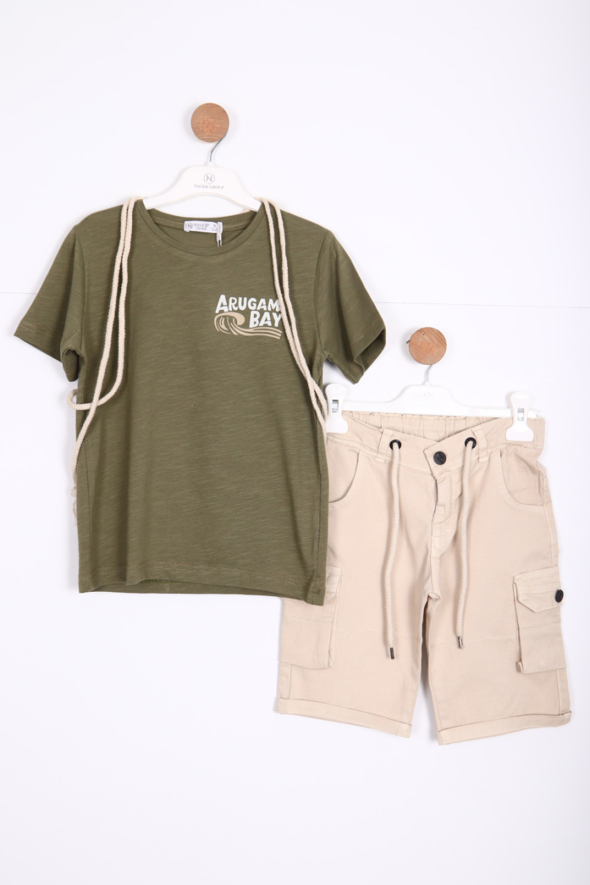 Erkek Çocuk Alt Üst Şort Takım 8-14 Yaş 4144 Yeşil - 1