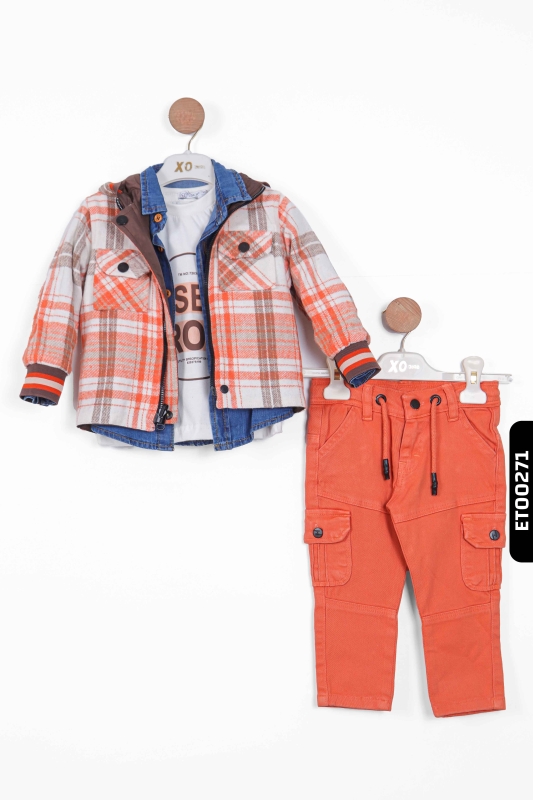 Erkek Çocuk Alt Üst Takım 1-3 Yaş 11052 Kahverengi - 4