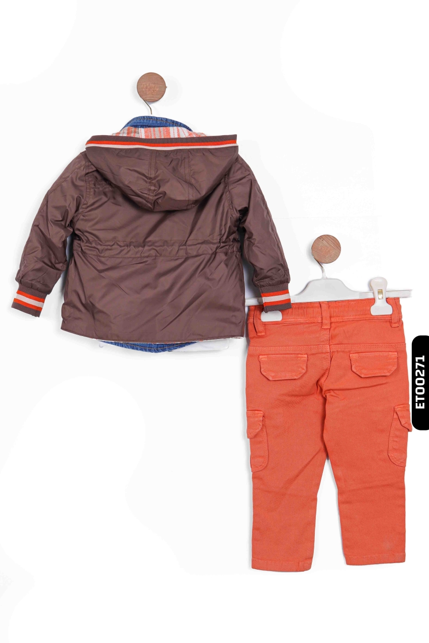 Erkek Çocuk Alt Üst Takım 1-3 Yaş 11052 Kahverengi - 5