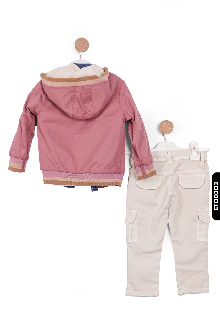 Erkek Çocuk Kargolu Alt Üst Takım 2-5 Yaş 12056 Ekru - Pembe - 4