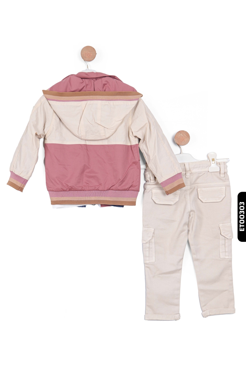 Erkek Çocuk Kargolu Alt Üst Takım 2-5 Yaş 12056 Ekru - Pembe - 5
