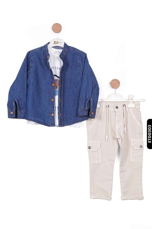 Erkek Çocuk Kargolu Alt Üst Takım 2-5 Yaş 12056 Ekru - Pembe - 6