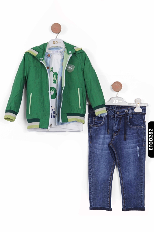 Erkek Çocuk Alt Üst Takımı 2-5 Yaş 12057 Yeşil - 3