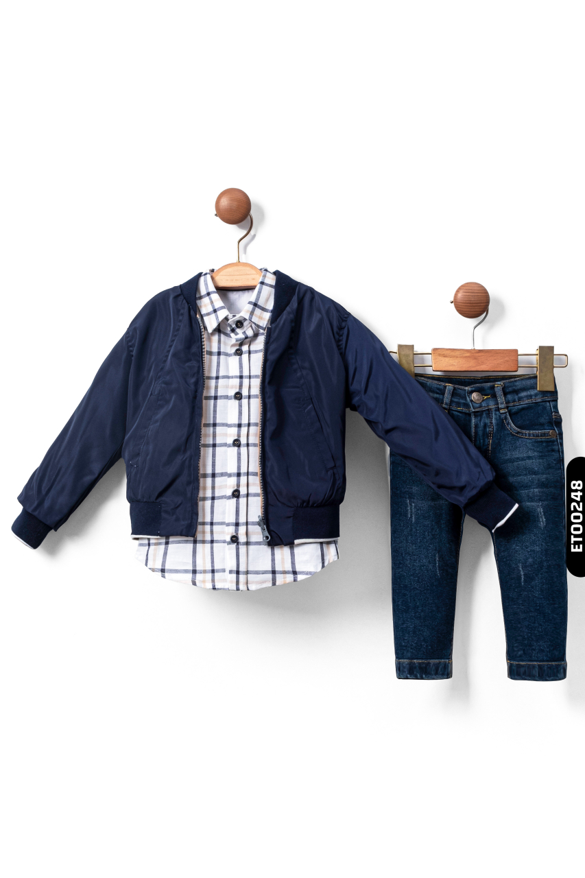Erkek Çocuk Alt Üst Takım 1-5 Yaş 1172 Bej - Mavi - 3