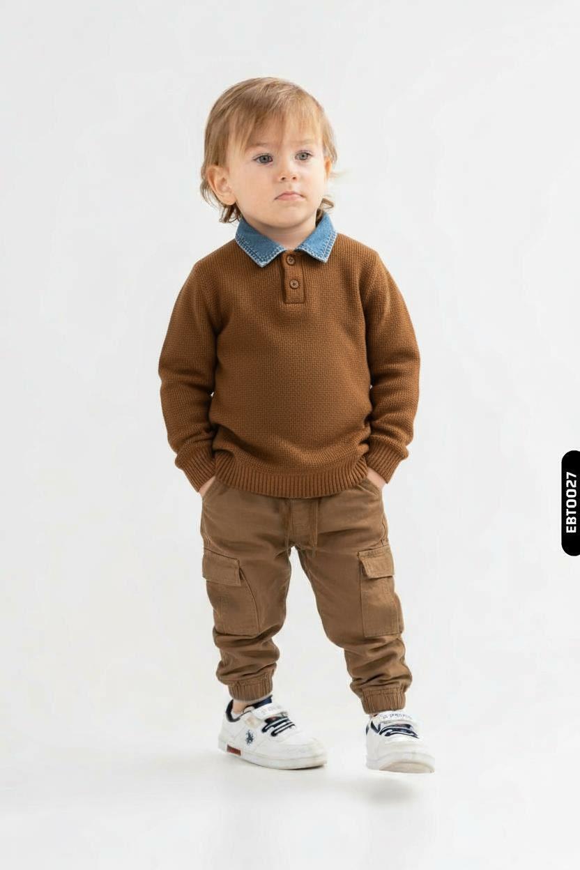 Erkek Çocuk Alt Üst Takım 1-5 Yaş 2535 Kahverengi - 3