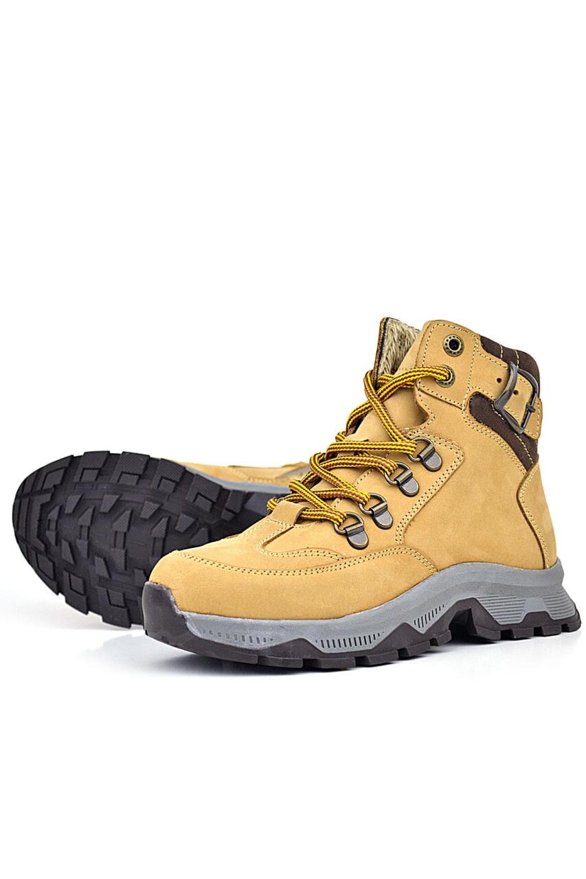 Rakerplus Hakiki Deri Taba Bağcıklı Fermuarlı Trekking Çocuk Bot - 4