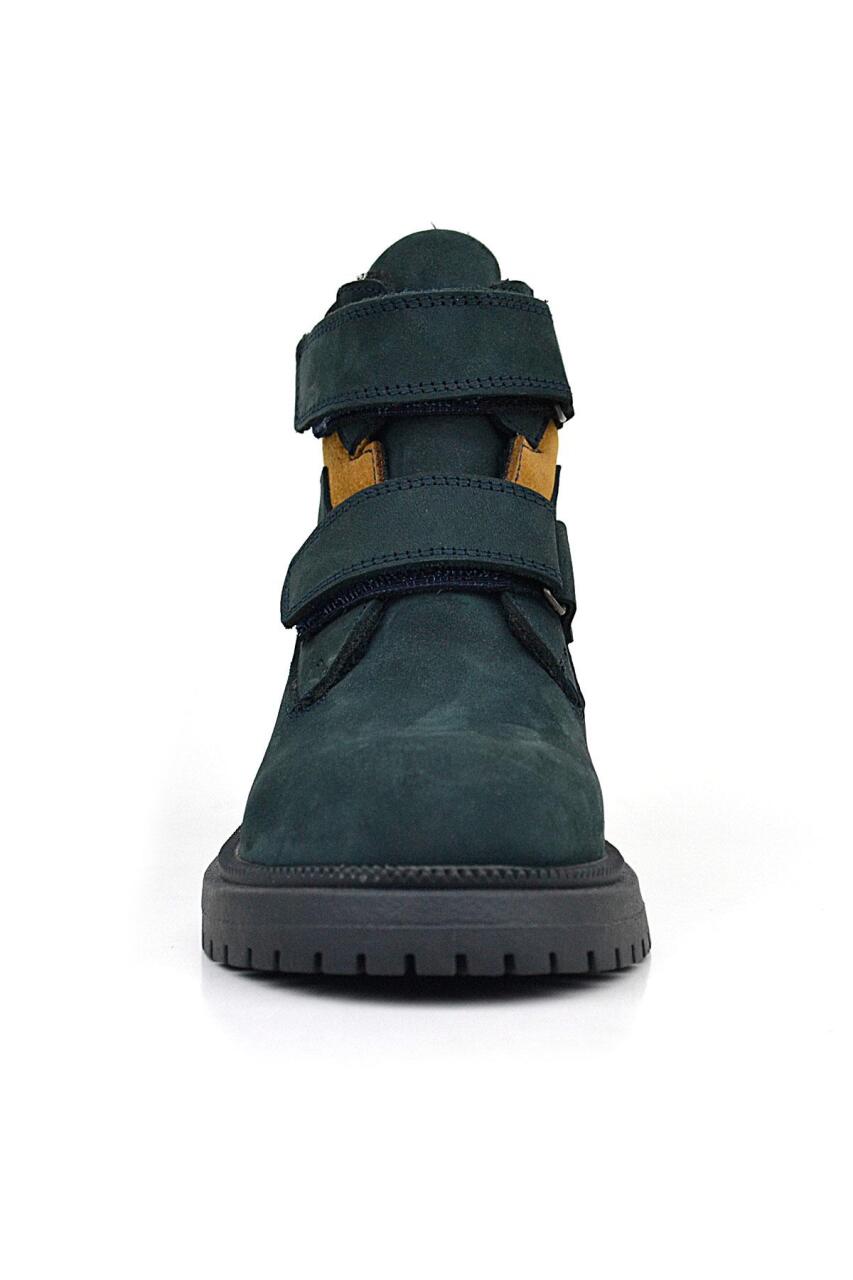 Rakerplus Hakiki Deri Koyu Yeşil Taba Cırt Cırtlı Kışlık Çocuk Bot - 3