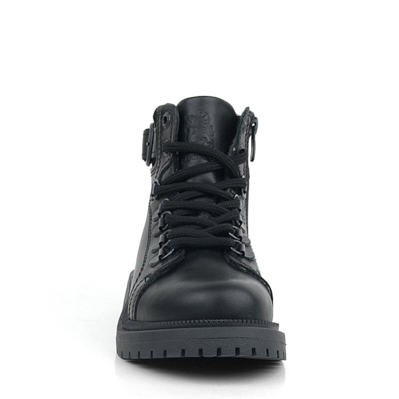 Gerçek Kürklü Hakiki Deri Siyah Bağcıklı Fermuarlı Çocuk Kar Botu - 3