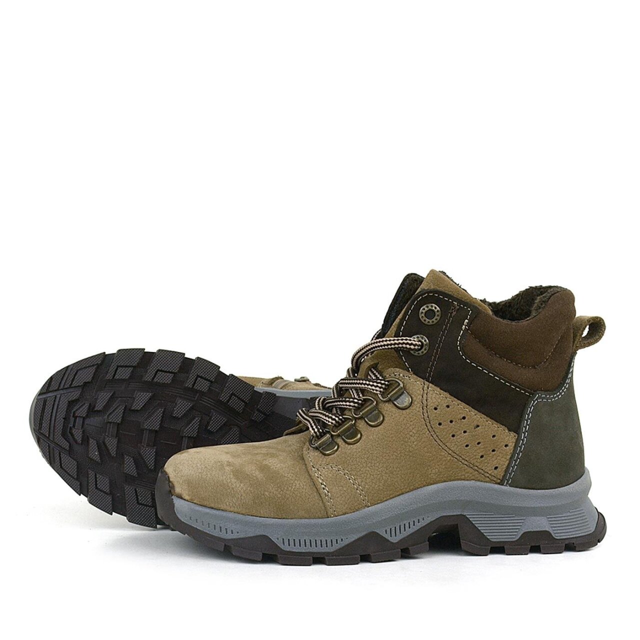 Rakerplus Hakiki Deri Kum Rengi Fermuarlı Trekking Çocuk Bot - 6