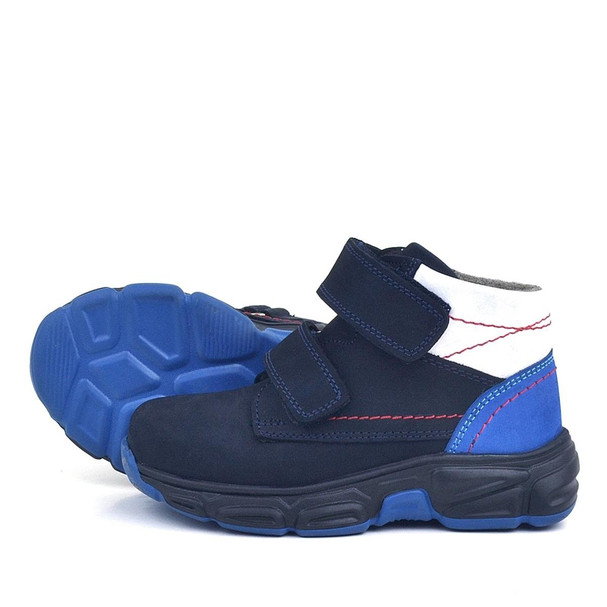 Rakerplus Hakiki Deri Lacivert Cırtlı Kürklü Çocuk Spor Bot - 4