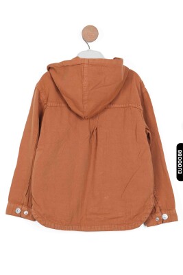 Kapüşonlu Çift Cepli Çıtçıtlı Erkek Çocuk Ceket 5-14 Yaş 24200 Kahverengi - 2