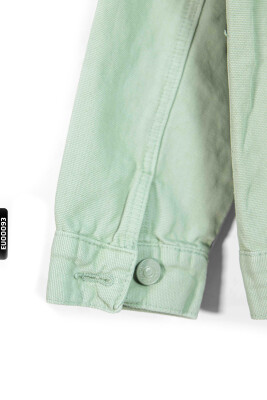 Düğmeli Polo Yakalı Kargo Cepli Örmeli Oversize Erkek Çocuk Ceket 5-14 Yaş 24220 su yeşili * - 7