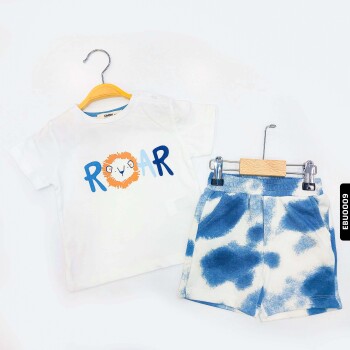 Pamuklu Baskılı Erkek Bebek Şortlu Pijama Takımı 6 Ay - 2 Yaş 1122 Ebu0009 - 8