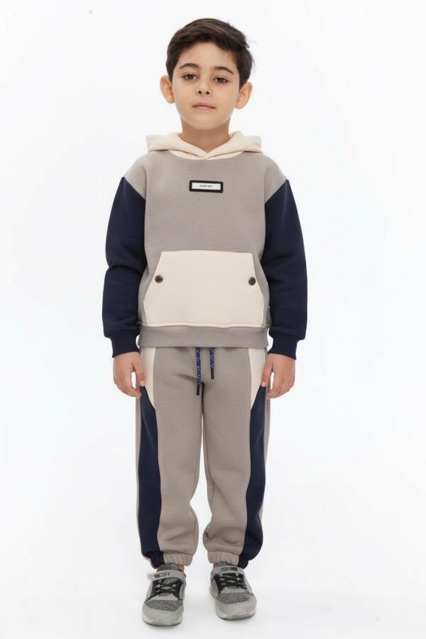 Erkek Çocuk Eşofman Takım 1-5 Yaş 7526 Gri - Lacivert - 1