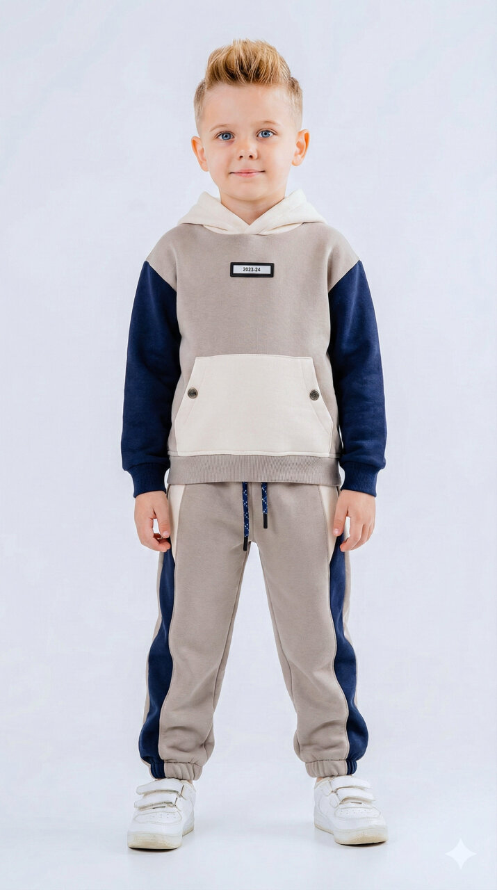 Erkek Çocuk Eşofman Takım 1-5 Yaş 7526 Gri - Lacivert - 1