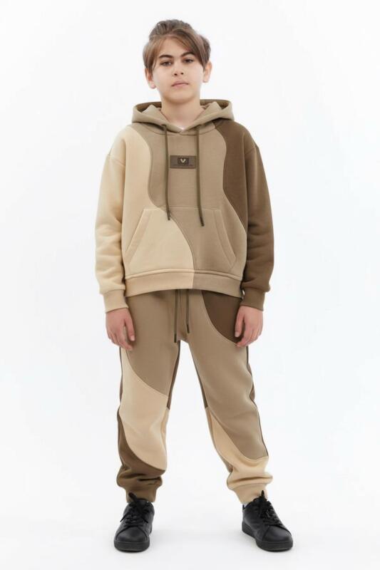 Erkek Çocuk Eşofman Takım 4-8 Yaş 7738 Haki - HYPE