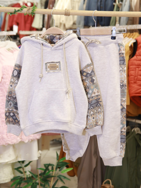 Erkek Çocuk Eşofman Takım 4-8 Yaş 7739 Ekru - 4