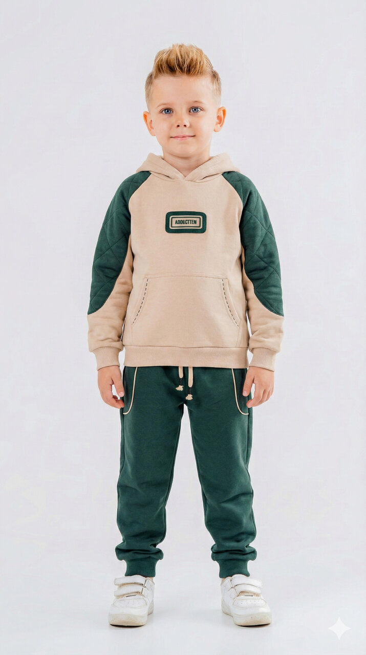 Erkek Çocuk Eşofman Takım 1-5 Yaş 7527 Gri - Yeşil - 1