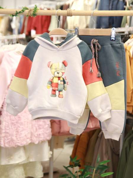 Erkek Çocuk Eşofman Takım 1-5 Yaş 7529 Bej - Yeşil - 4