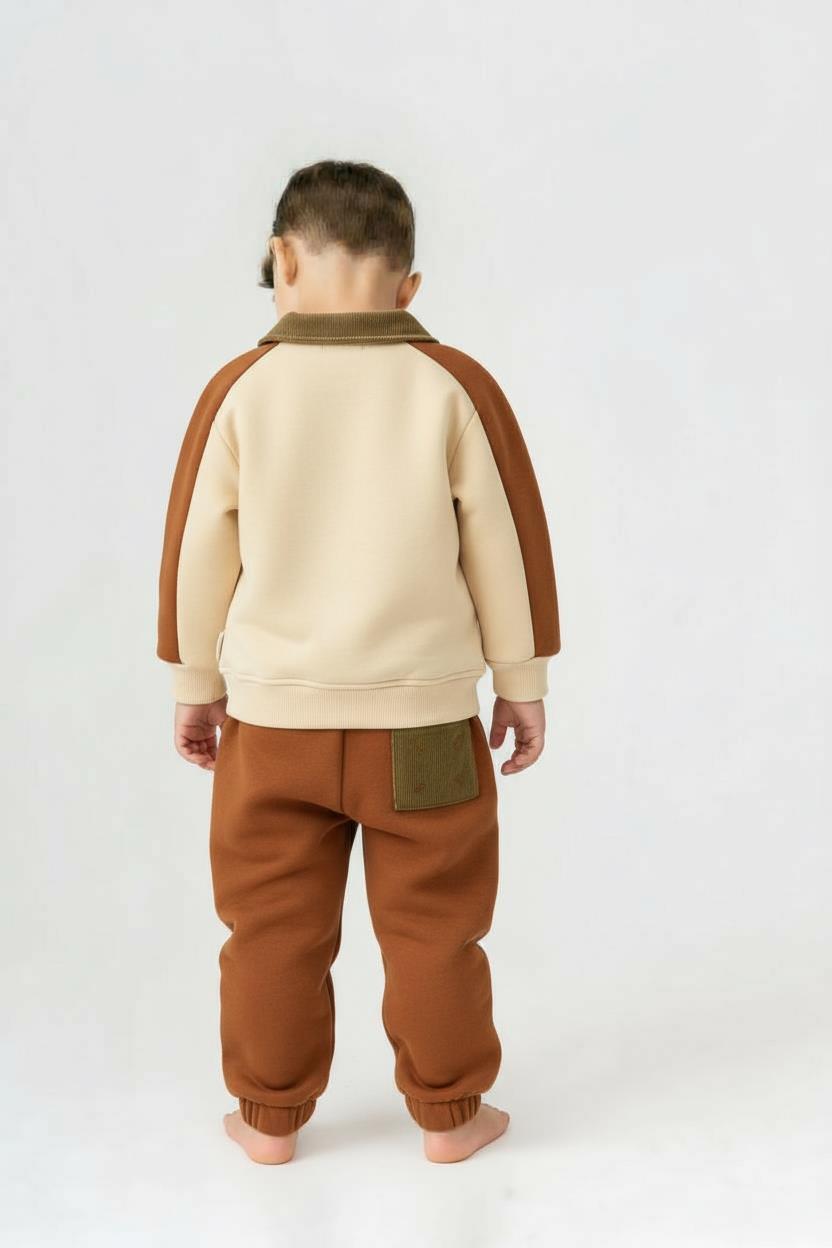 Erkek Çocuk Eşofman Takım 1-5 Yaş 7535 Bej - Kermit - 2