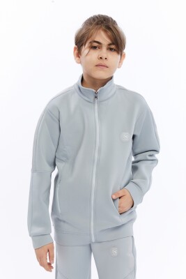 Bağcıklı Yarım Balıkçı Yakalı Çift Cepli Fermuarlı Erkek Çocuk Eşofman Takım 5-14 Yaş 5016 Gri - 2