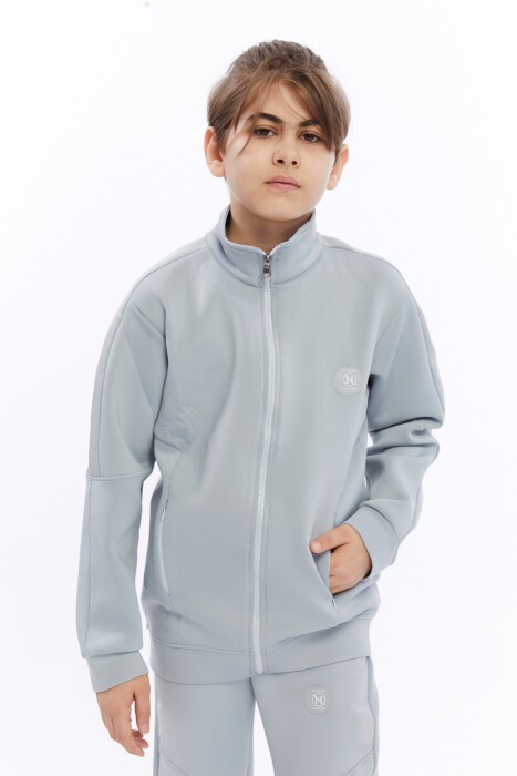 Bağcıklı Yarım Balıkçı Yakalı Çift Cepli Fermuarlı Erkek Çocuk Eşofman Takım 5-14 Yaş 5016 Gri - 2