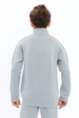 Bağcıklı Yarım Balıkçı Yakalı Çift Cepli Fermuarlı Erkek Çocuk Eşofman Takım 5-14 Yaş 5016 Gri - 6