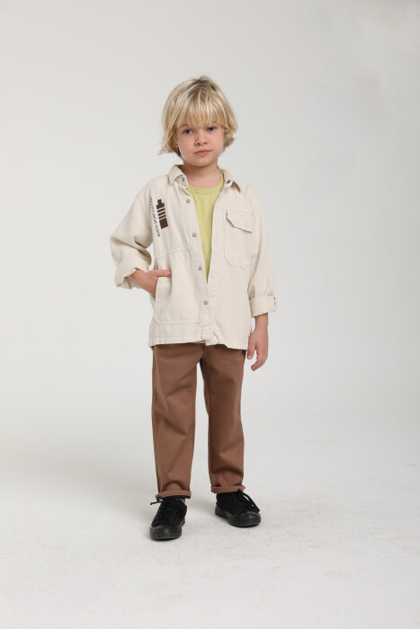 Erkek Çocuk Gömlek 1-4 Yaş 2551 Taş Rengi - 2