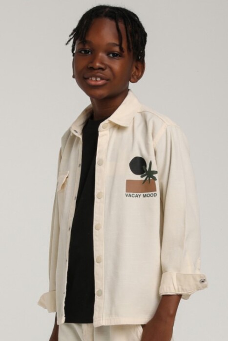 Erkek Çocuk Gömlek 4-8 Yaş 2555 Ekru - 1