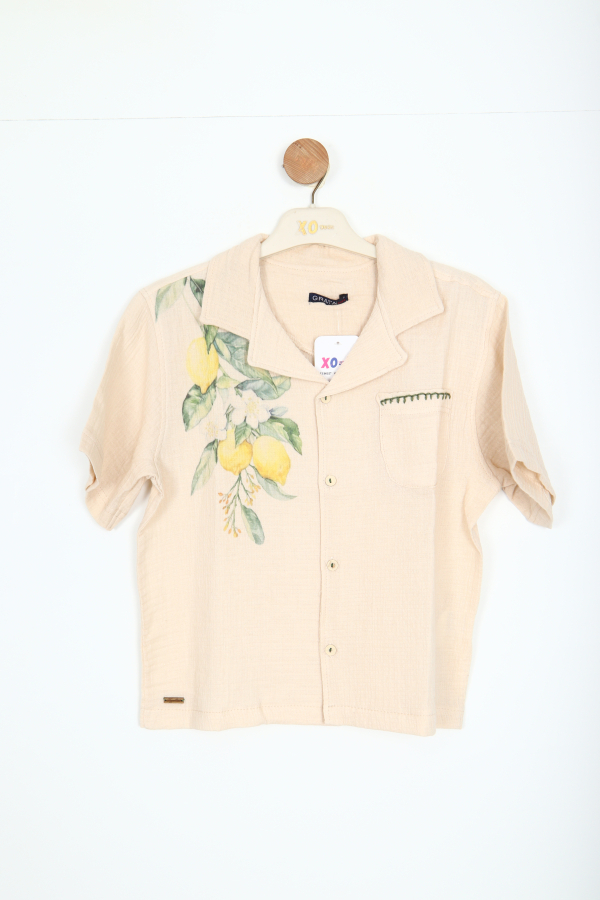 Erkek Çocuk Gömlek 6-12 Yaş 8258 Bej - 1