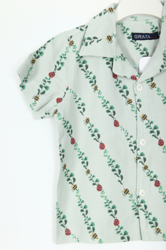 Erkek Çocuk Gömlek 1-5 Yaş 8268 Çiçekli - 2