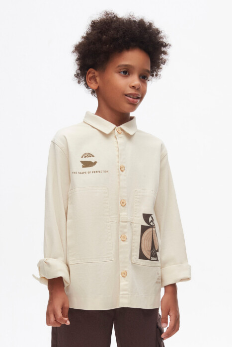 Erkek Çocuk Gömlek 8-14 Yaş 47319 Krem - 1