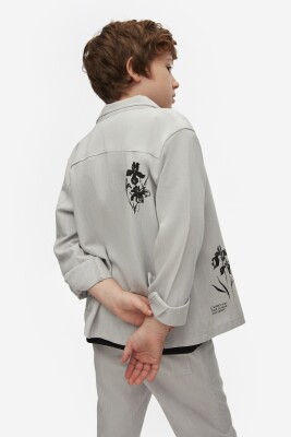 Erkek Çocuk Gömlek 8-14 Yaş 48350 Gri - 4