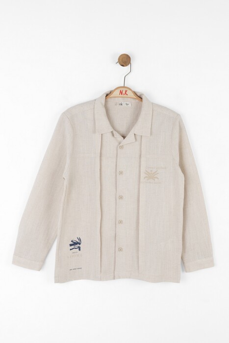 Erkek Çocuk Gömlek 8-14 Yaş 48350 Krem - 1
