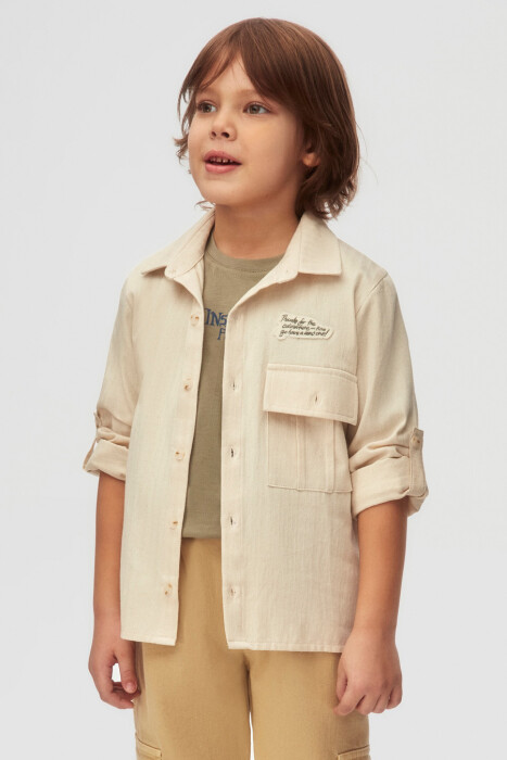 Erkek Çocuk Gömlek 4-8 Yaş 48523 Krem - 1
