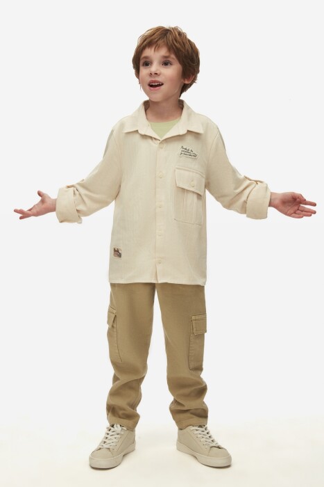 Erkek Çocuk Gömlek 4-8 Yaş 48523 Krem - 4