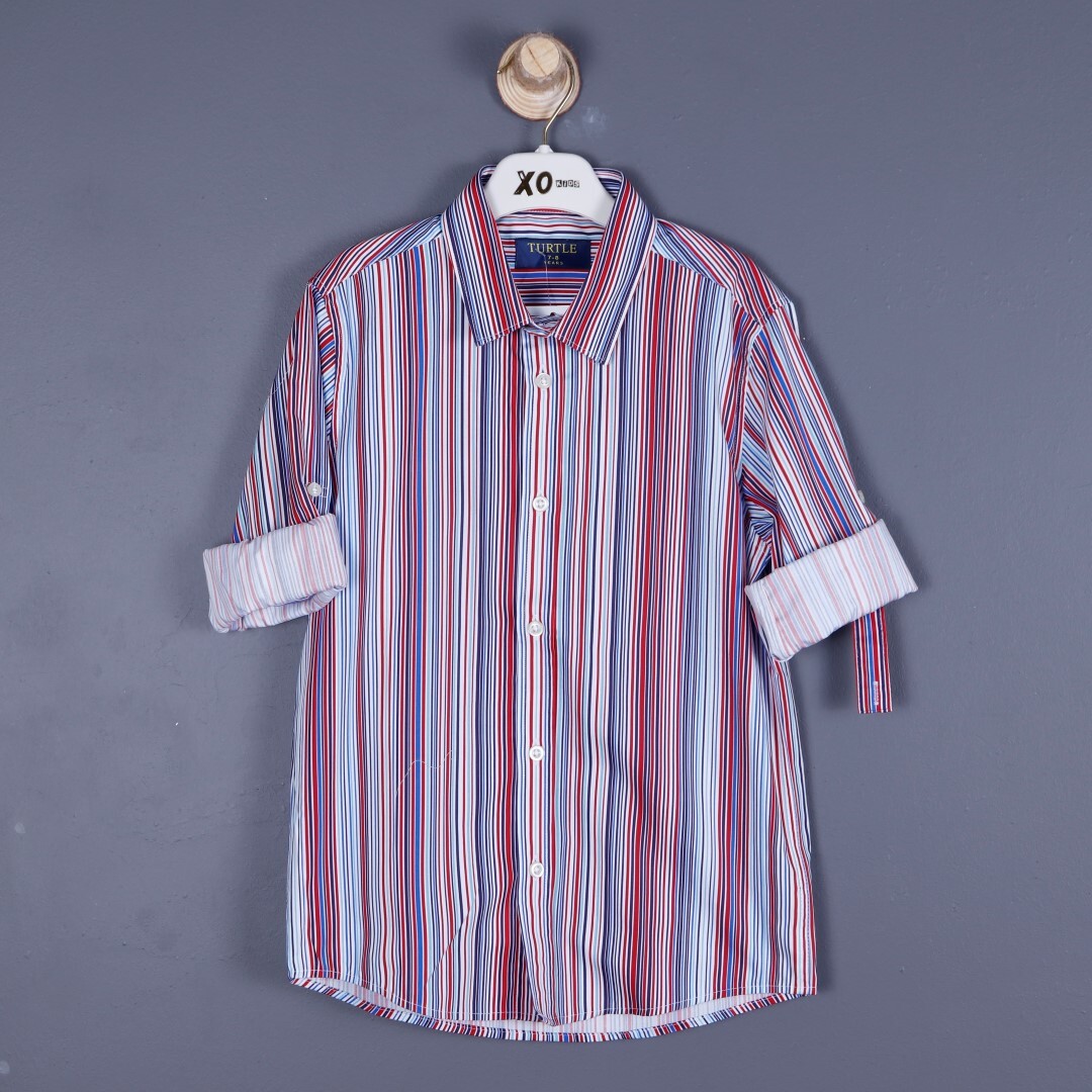 Erkek Gömlek 6-14 Yaş Kırmız - Lacivert - 1