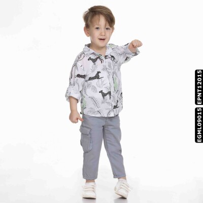 Erkek Gömlek 1-4 Yaş 23100 Egml09015 Yeşil - xo kids