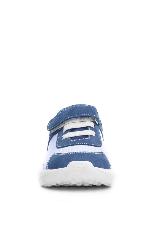 Rakerplus Barefoot Hakiki Deri Krem Lacivert Cırt Cırtlı Çocuk Spor Ayakkabı - 4