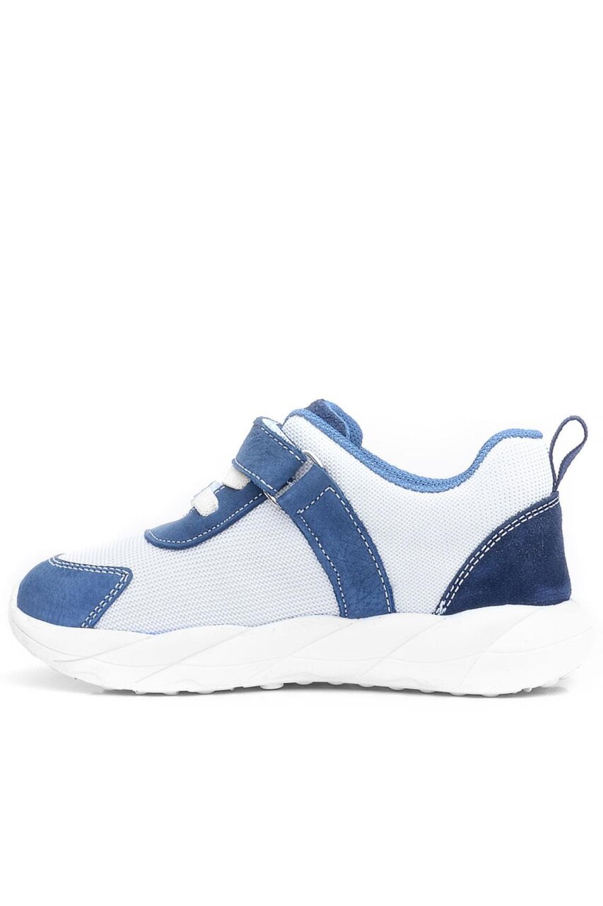 Rakerplus Barefoot Hakiki Deri Krem Lacivert Cırt Cırtlı Çocuk Spor Ayakkabı - 5