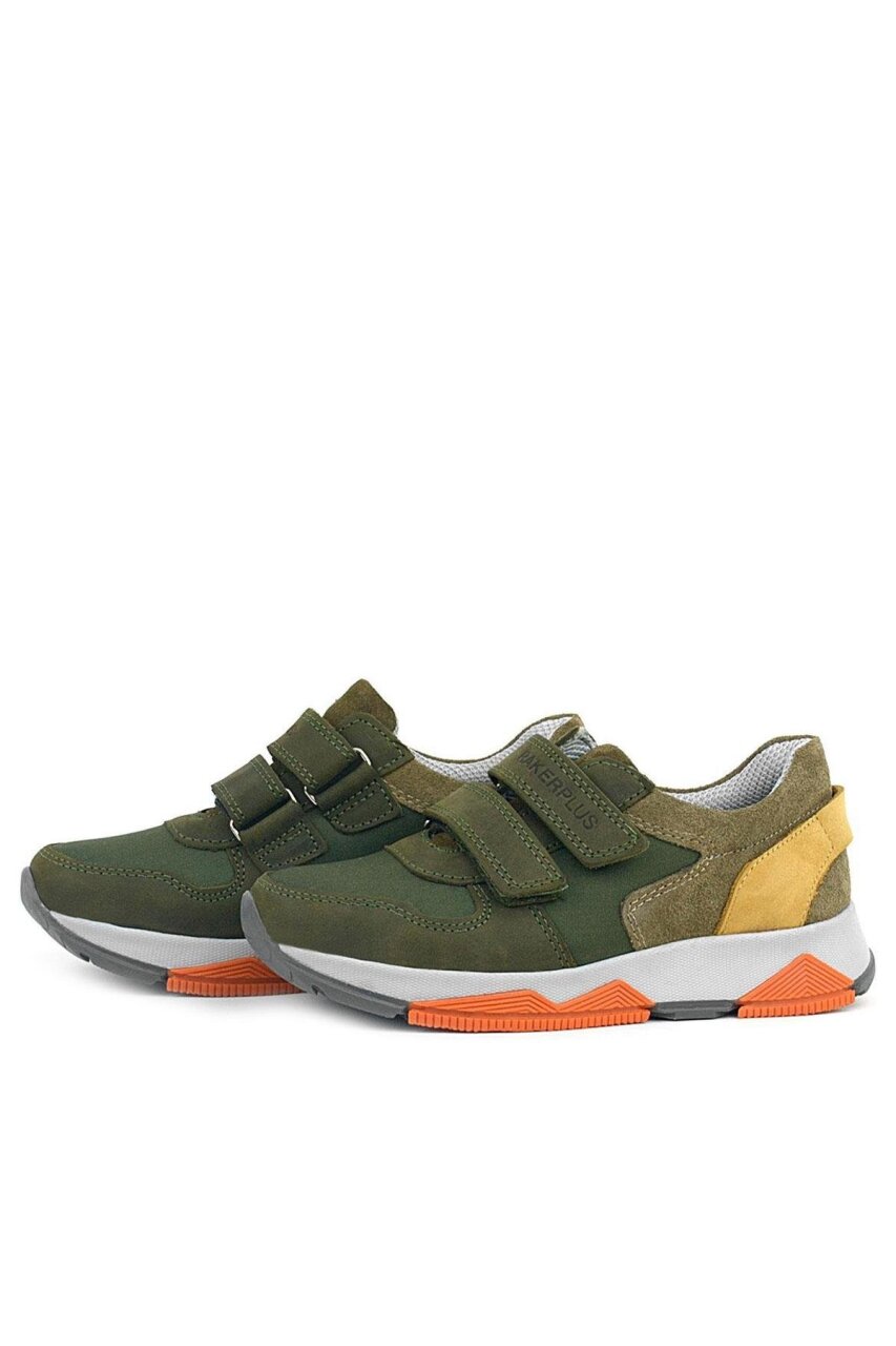 Rakerplus Hakiki Deri Yeşil Çocuk Cırtlı Sneakers Spor Ayakkabı - 4