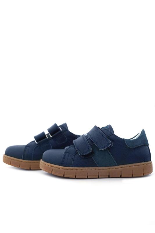 Hakiki Deri Lacivert Cırt Cırtlı Erkek Çocuk Spor Ayakkabı - 6