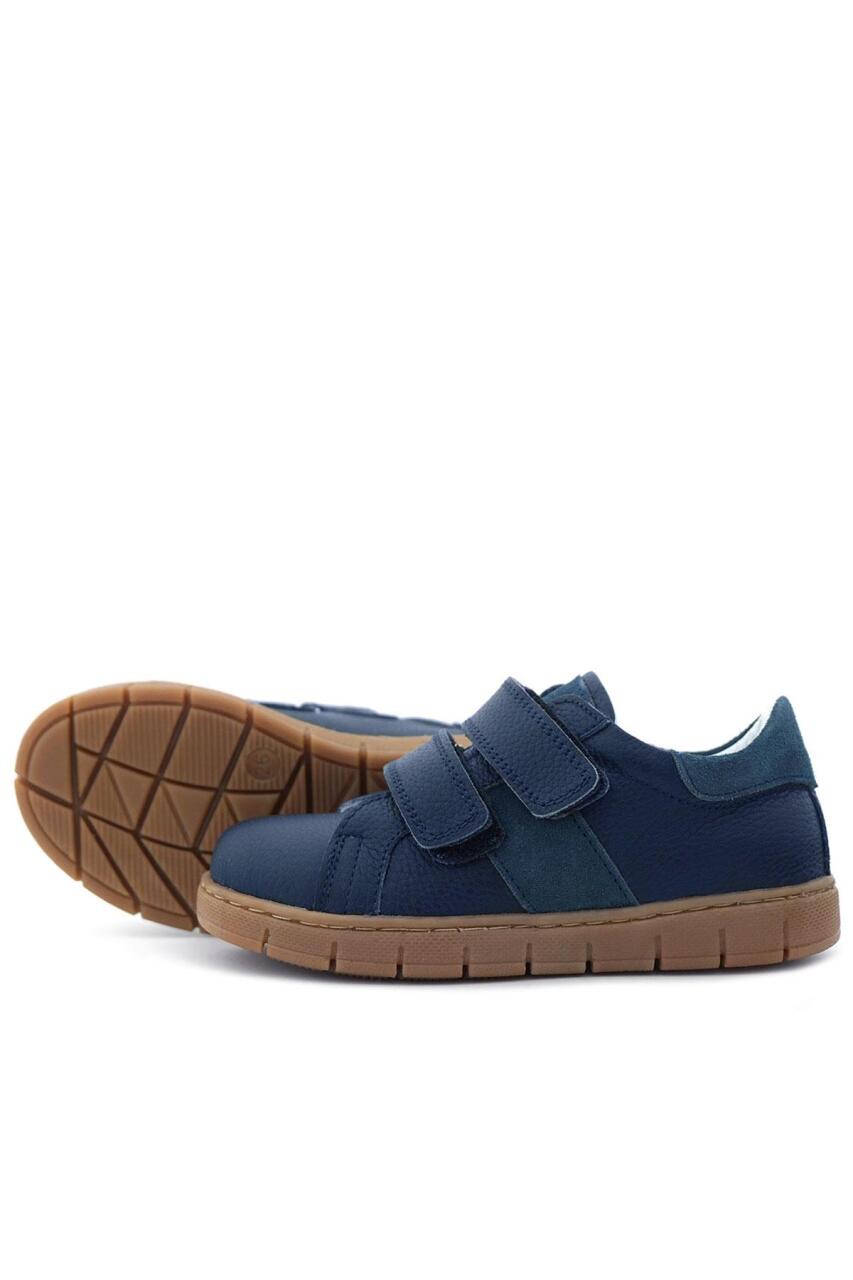 Hakiki Deri Lacivert Cırt Cırtlı Erkek Çocuk Spor Ayakkabı - 7