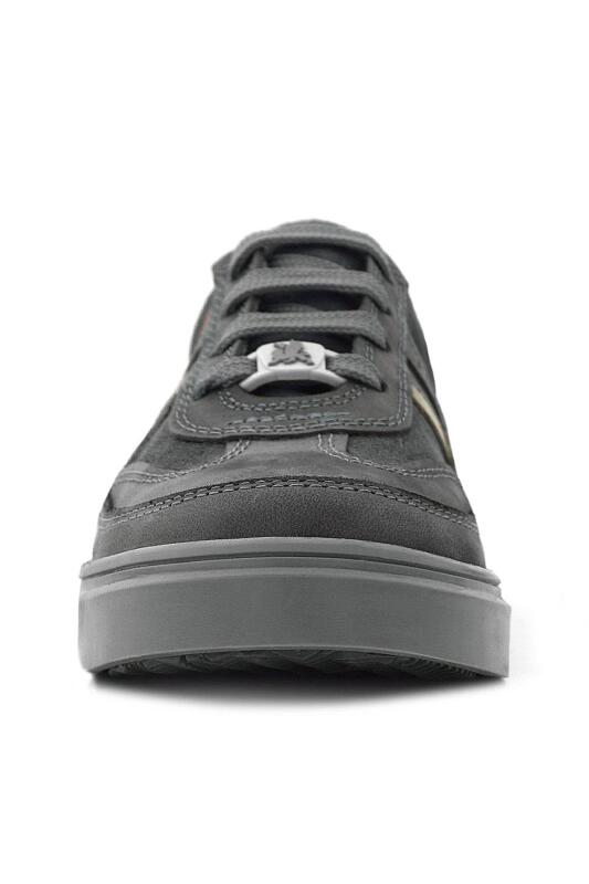 Rakerplus Gri Hakiki Deri Bağcıklı Gri Tabanlı Çocuk Sneaker Ayakkabı - 4