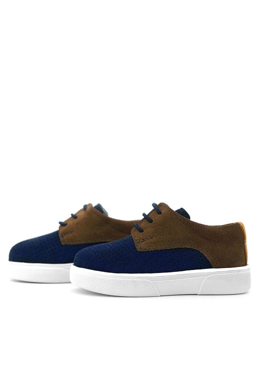 Rakerplus Hakiki Deri Lacivert Sarı Kahve Lastikli Erkek Çocuk Günlük Ayakkabı - 6