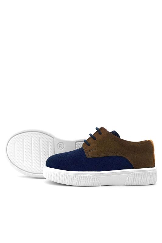 Rakerplus Hakiki Deri Lacivert Sarı Kahve Lastikli Erkek Çocuk Günlük Ayakkabı - 7