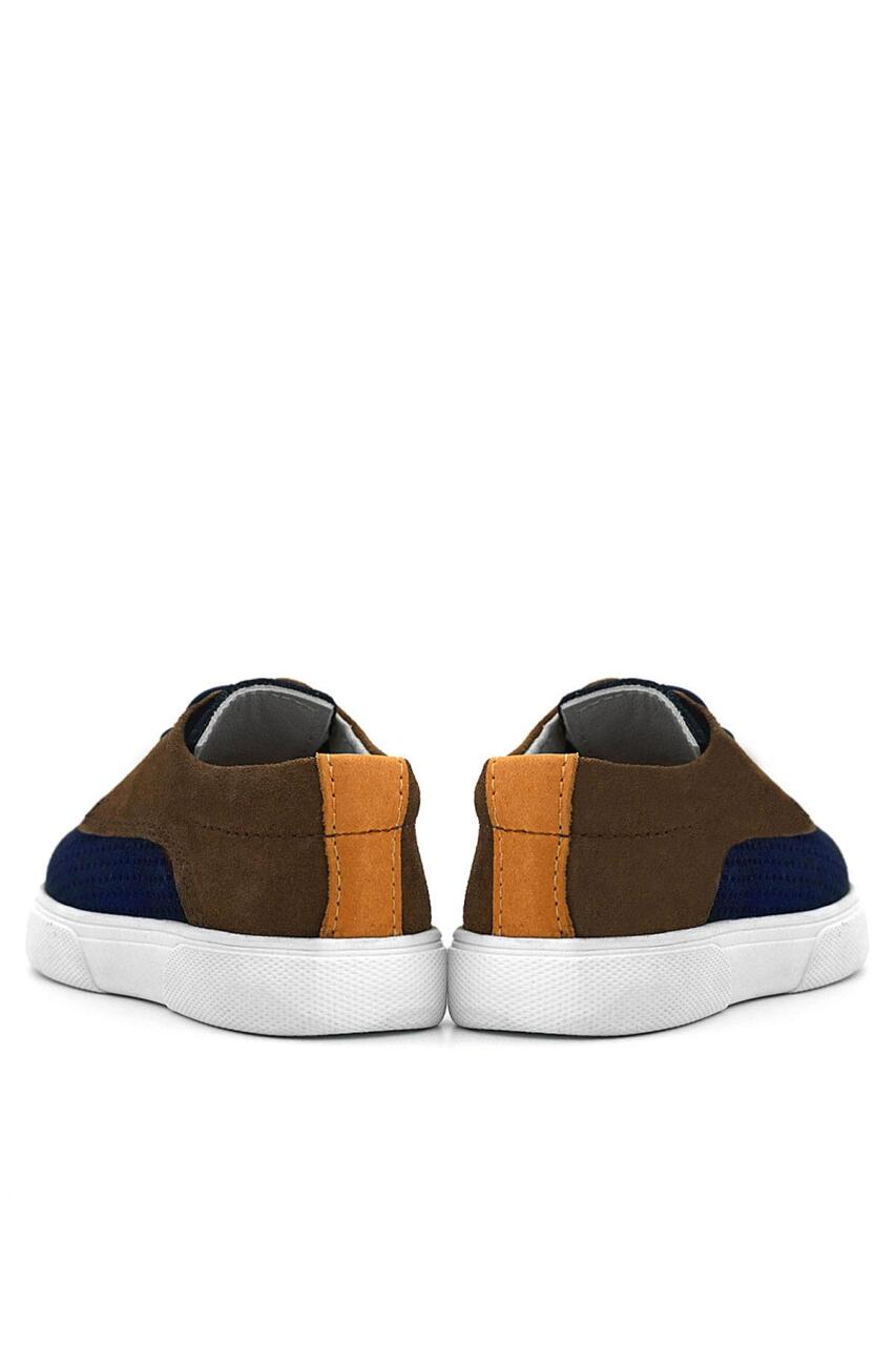 Rakerplus Hakiki Deri Lacivert Sarı Kahve Lastikli Erkek Çocuk Günlük Ayakkabı - 9